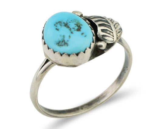 Navajo Ring 925 Silver Sleeping Beauty Turquoise Native American Artist C.80's