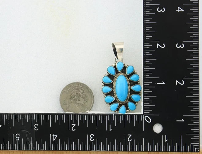Navajo Pendant Sterling Silver Turquoise Vintage Signed SS