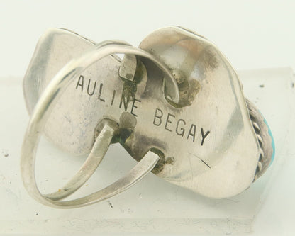 Vintage Navajo Ring 925 Sterling Natural Gemstones Signed Pauline Begay Size 7.0