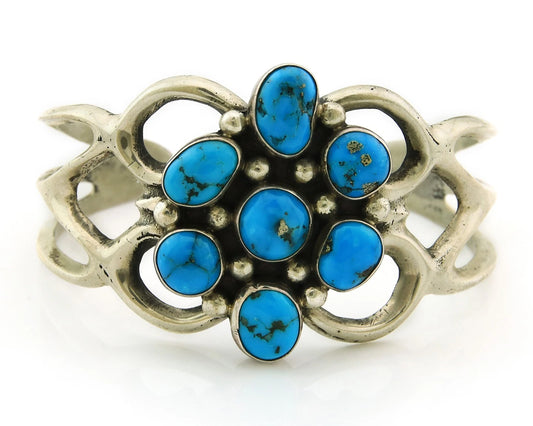 Navajo Bracelet Sterling Silver Turquoise Vintage Artist Signed Mike Platero