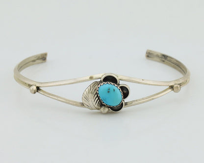 Navajo Bracelet 925 Silver Sleeping Beauty Turquoise Native American Artist C80s