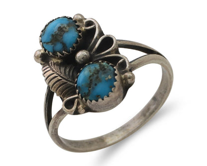 Navajo Ring 925 Silver Kingman Turquoise Native American Artist C.80's