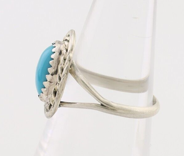 Navajo Ring 925 Silver Sleeping Beauty Turquoise Artist Signed BW C.80's