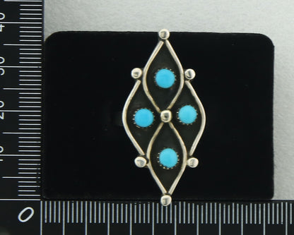 Vintage Zuni Ring 925 Sterling Authentic Natural Turquoise Native Artist Size 8