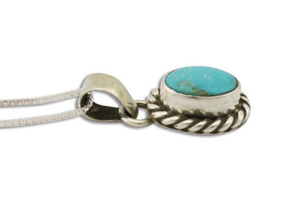 Navajo Necklace 925 Silver Natural Kingman Turquoise Native Artist C.2008