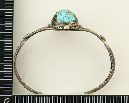 Navajo Bracelet 925 Silver Natural Blue Turquoise Native American Artist C.80s
