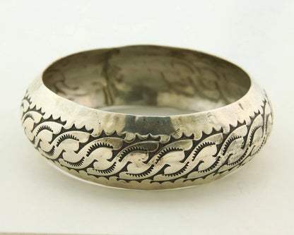 Navajo Bangle Bracelet Sterling Silver Vintage Handmade Hand Stamped