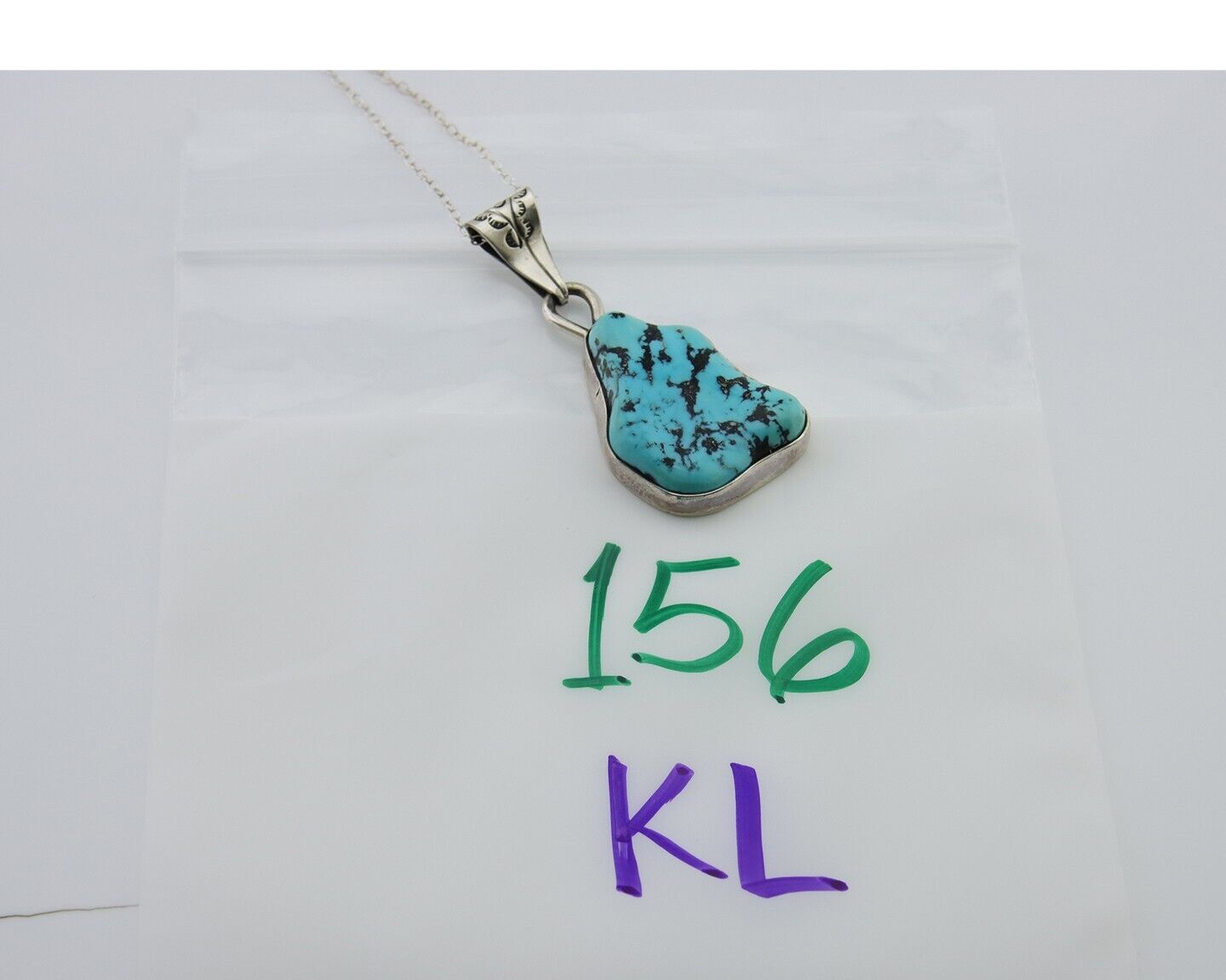 Navajo Necklace 925 Silver Blue Turquoise Artist Signed Tony Guerro C.80's