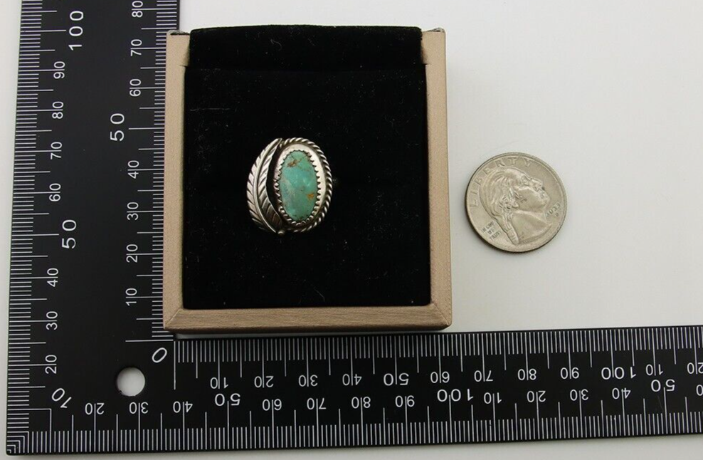 Navajo Ring 925 Sterling Silver Blue Turquoise Artist Signed IJC C.80's