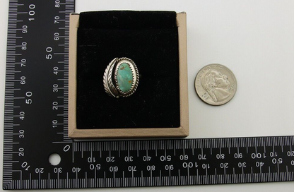 Navajo Ring 925 Sterling Silver Blue Turquoise Artist Signed IJC C.80's