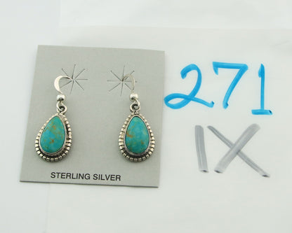 Navajo Earrings Sterling Silver Natural Turquoise Vintage Signed M