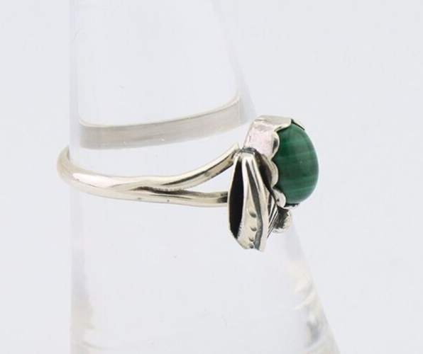 Navajo Handmade Ring 925 Silver Malachite Native Artist Size 6.75 C.80's