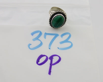 Navajo Ring 925 Silver Natural Malachite Native American Artist C.80's
