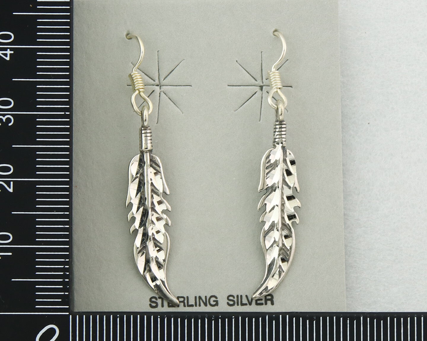 Navajo Feather Earrings Sterling Silver Dangle Vintage Authentic Signed Masha