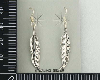 Navajo Feather Earrings Sterling Silver Dangle Vintage Authentic Signed Masha