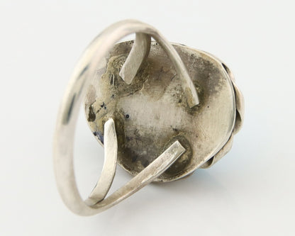 Navajo Ring 925 Sterling Natural Blue Nugget Turquoise C.80's Size 5.75