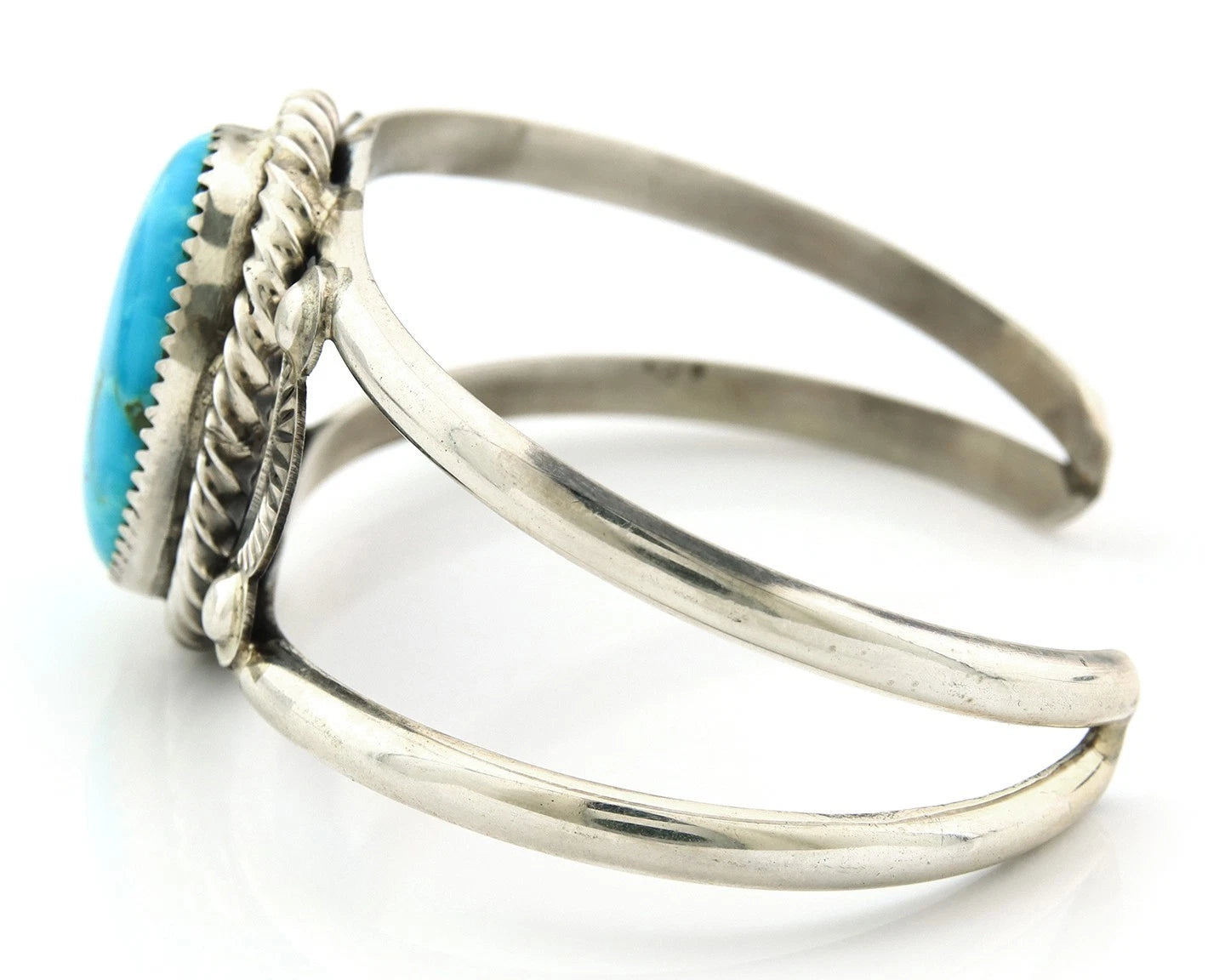 Navajo Cuff Bracelet Sterling Silver Turquoise Vintage Signed Randy Boyd