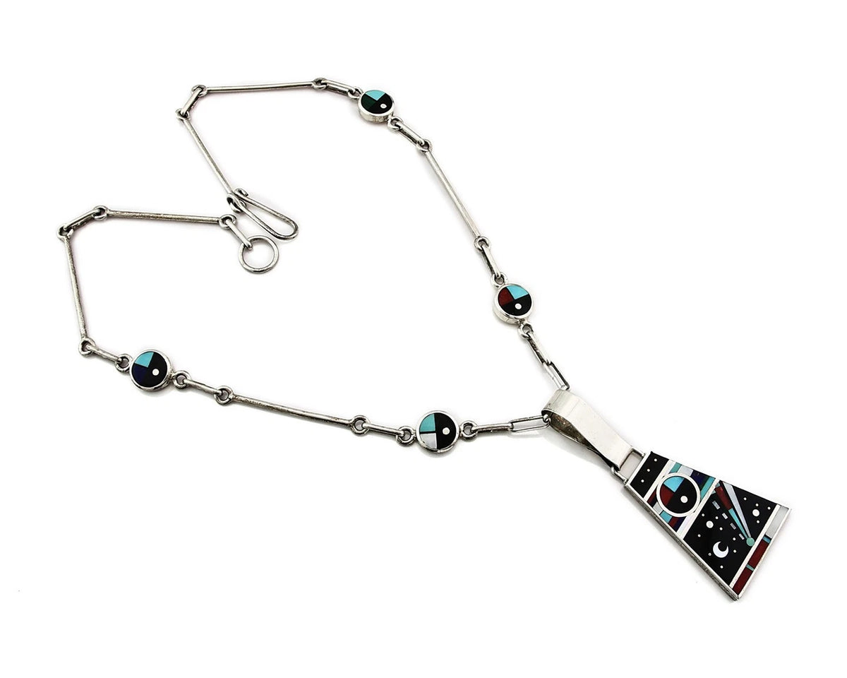 Navajo Necklace Natural Gemstone Handmade Vintage Signed H. Smith C.80's