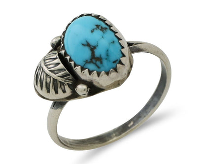 Navajo Ring 925 Silver Sleeping Beauty Turquoise Native American Artist C.80's