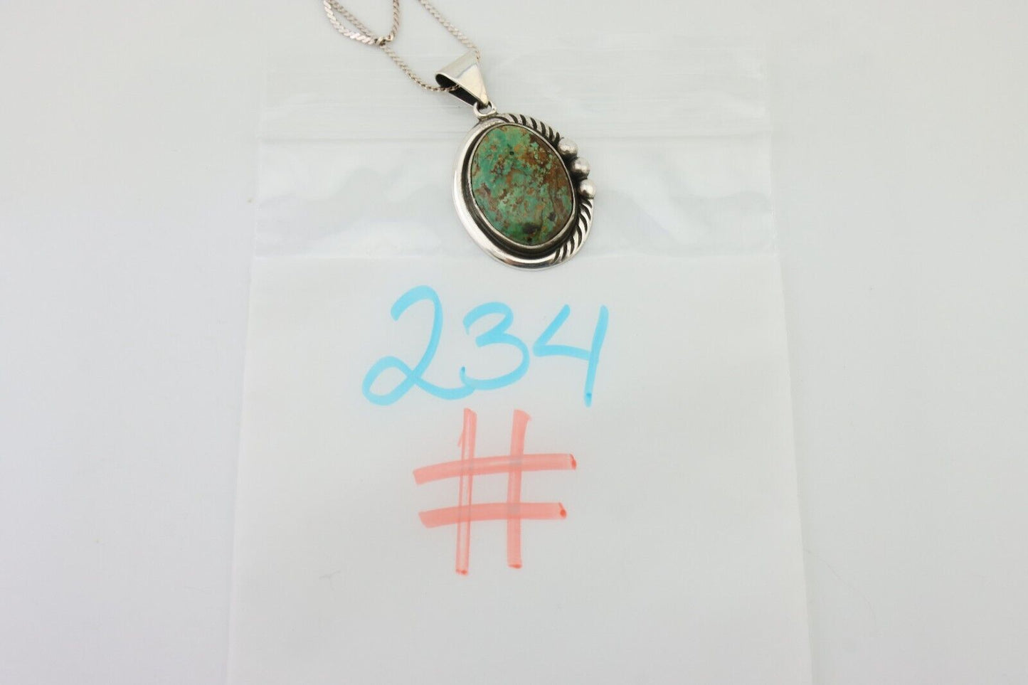 Navajo Pendant 925 Silver Kingman Turquoise Signed Sun Rise C.90's