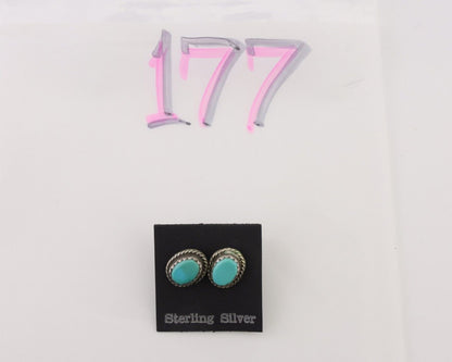 Navajo Earrings 925 Silver Natural Blue Turquoise Native American Artist C.80's