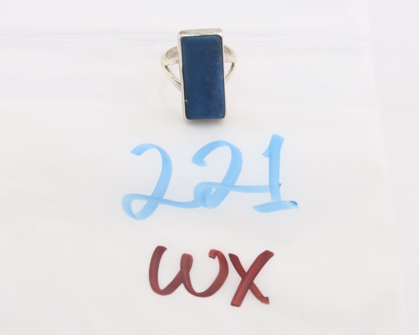 Navajo Ring 925 Sterling Lapis Handmade Native Artist C.80's Size 6.0