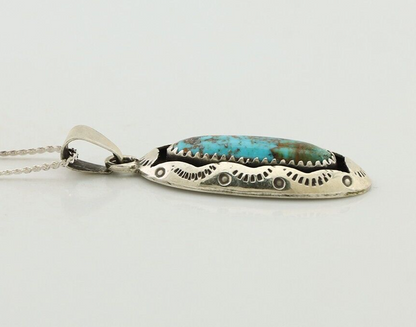 Navajo Necklace 925 Silver Kingman Turquoise Native American Artist C.80s