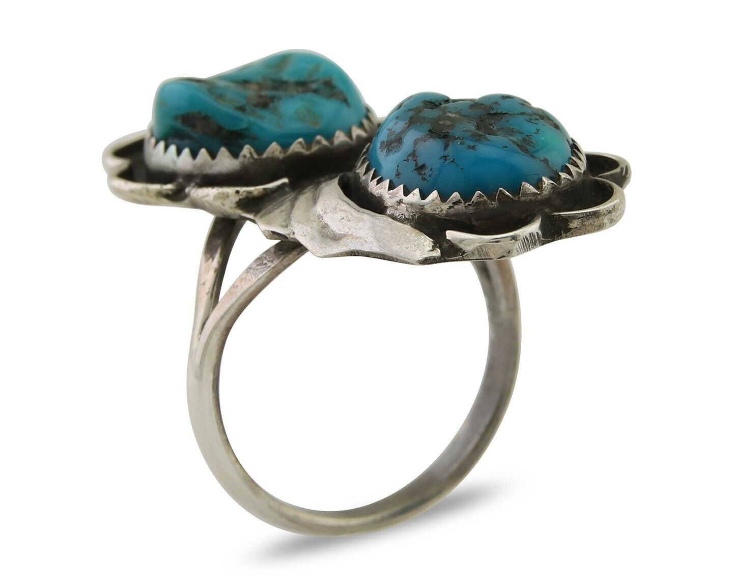 Navajo Handmade Ring 925 Silver Turquoise Artist Signed F C.80's
