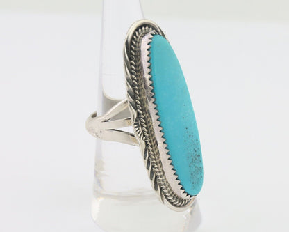 Navajo Ring 925 Silver Natural Blue Gem Turquoise Signed USA C.80's
