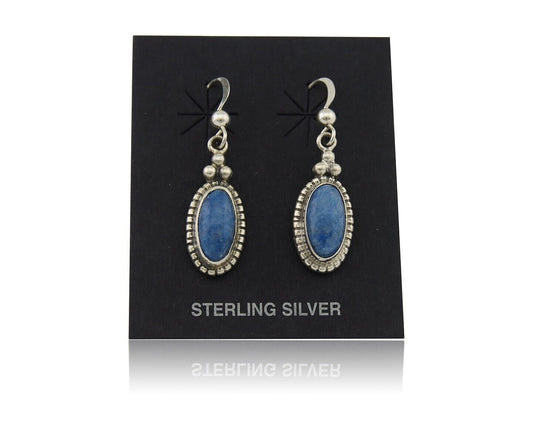 Navajo Dangle Earrings 925 Silver Natural Denim Lapis Signed Melissa Yazzie C80s