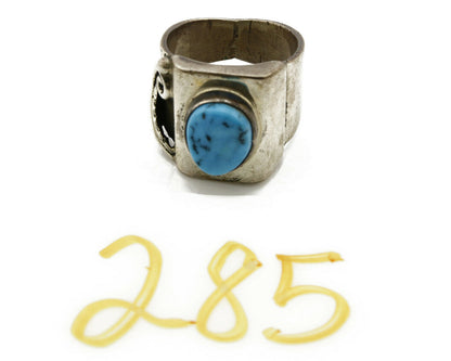 Men's Navajo Ring .925 Silver Natural Kingman Turquoise Handmade C.80's