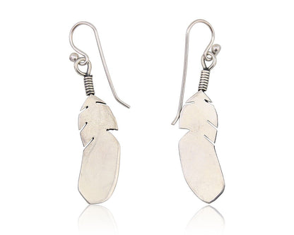 Navajo Feather Earrings 925 Silver Native American Artist C.80's