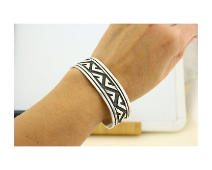 Navajo Bracelet 925 Silver Handmade Cuff Artist Signed Tommy Singer C.80's