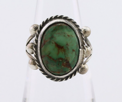 Navajo Ring 925 Silver Natural Green Turquoise Native American Artist C.80's