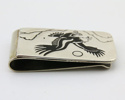 Navajo Eagle Money Clip .925 Silver & .999 Nickle Native American Artist C.80's