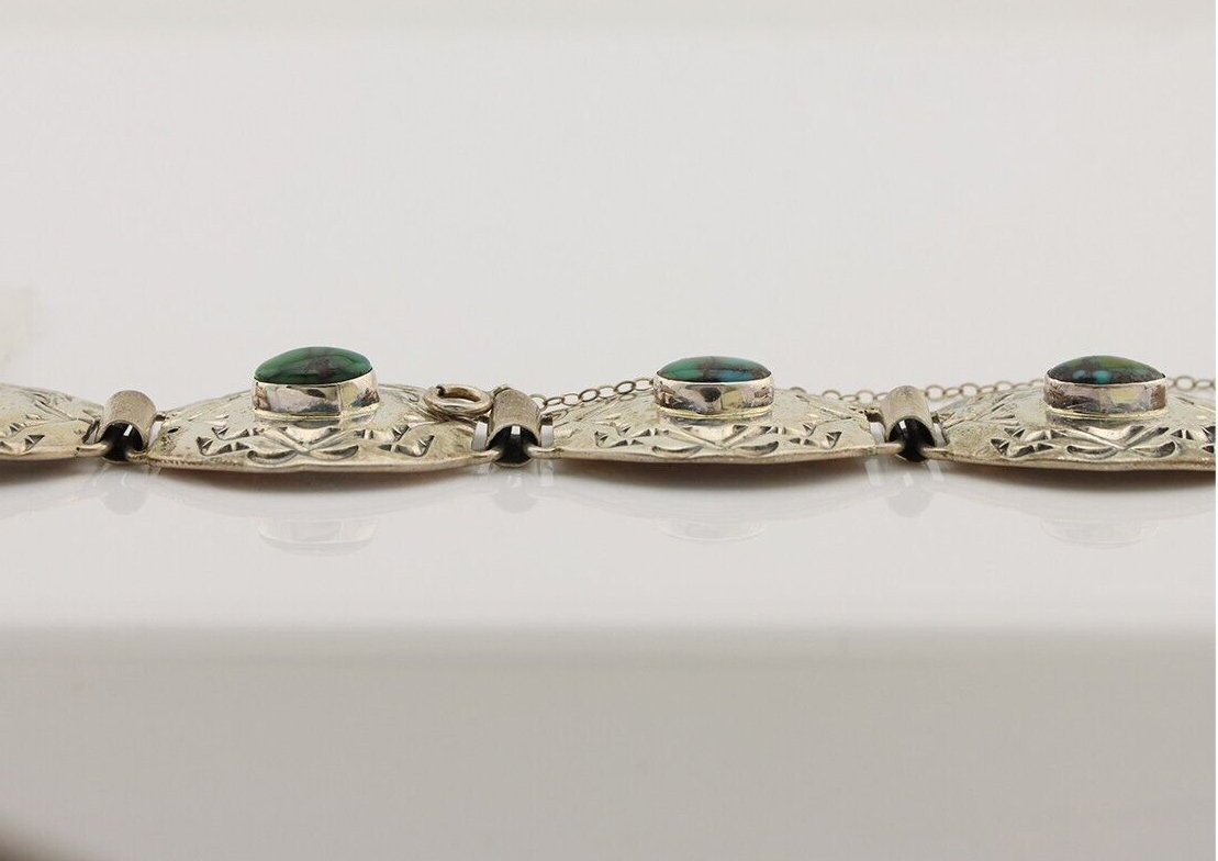 Navajo Concho Bracelet 925 Silver Turquoise Artist Signed Gilbert Tom C.80's
