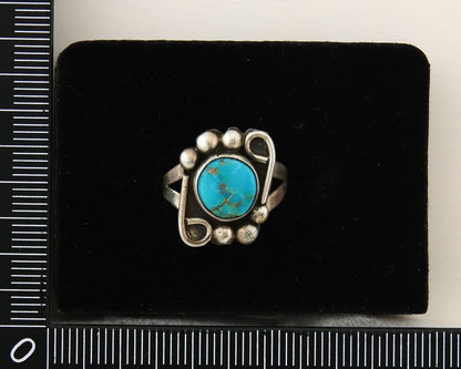 Navajo Ring 925 Sterling Natural Mined Arizona Turquoise C.80's Size 5.5
