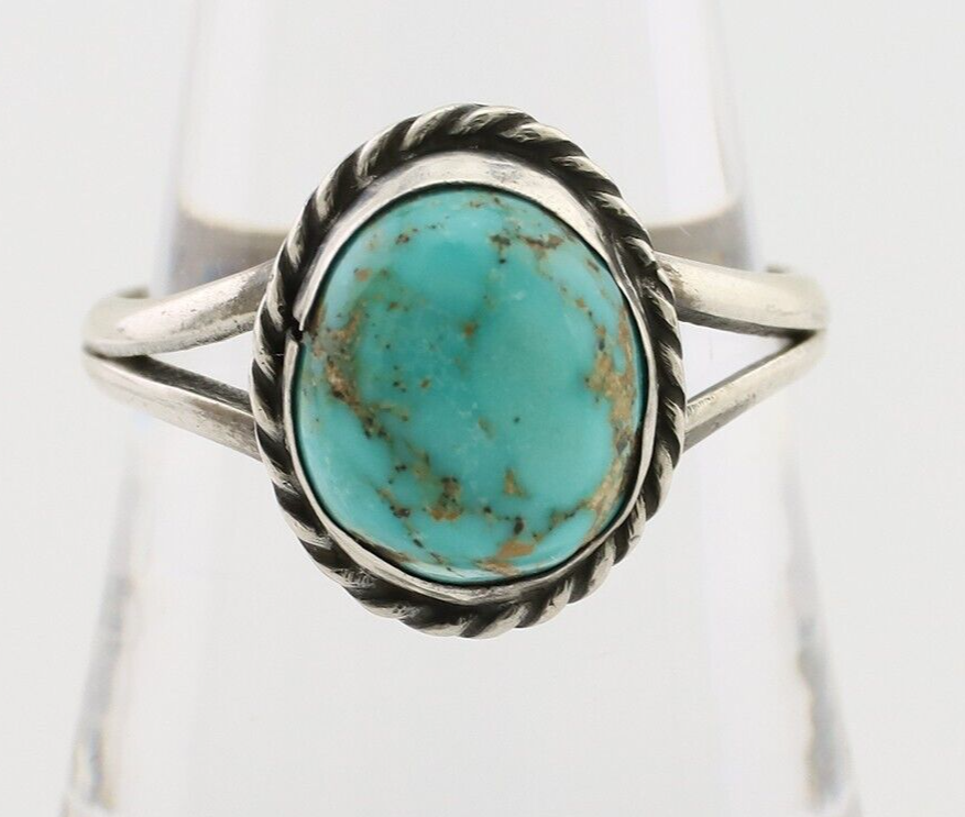 Navajo Ring 925 Silver Natural Blue Turquoise Native American Artist C.80's