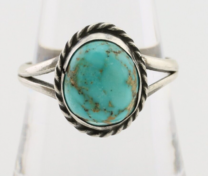 Navajo Ring 925 Silver Natural Blue Turquoise Native American Artist C.80's