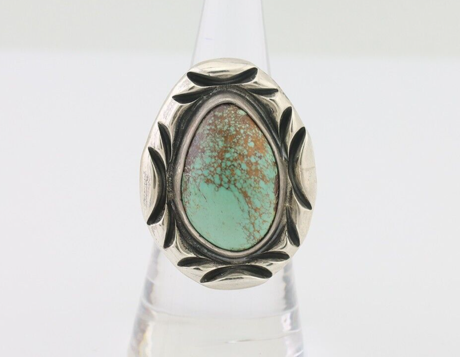 Navajo Ring 925 Silver Kingman Turquoise Native Artist Signed C Montoya C.80's