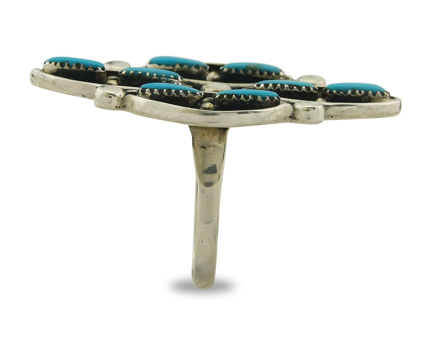 Vintage Zuni Ring 925 Sterling Authentic Natural Turquoise Native Artist Sz 9.25