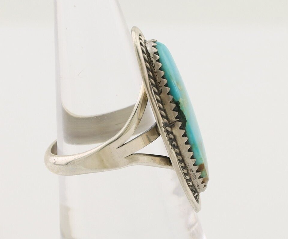 Navajo Ring 925 Silver Natural Blue Turquoise Native American Artist C.80's