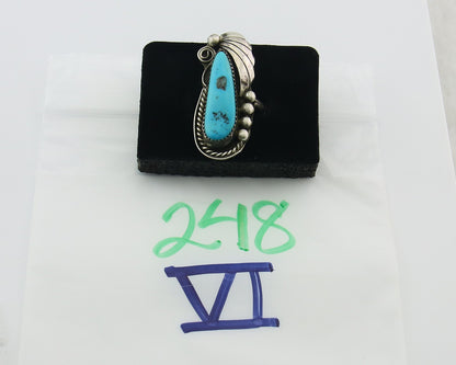 Vintage Navajo Ring 925 Sterling Silver Authentic Manassas Turquoise Size 6.5