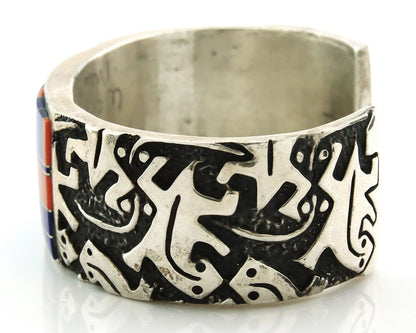 Navajo Cuff Bracelet Sterling Silver Natural Gemstone Signed Wilbert Muskett