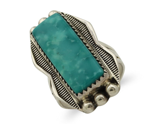 Navajo Ring 925 Silver Natural Blue Turquoise Artist Signed Begay C.80's