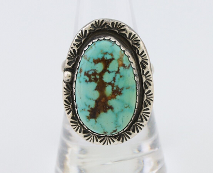 Navajo Ring 925 Silver Spiderweb Turquoise Signed DDIE C.80's