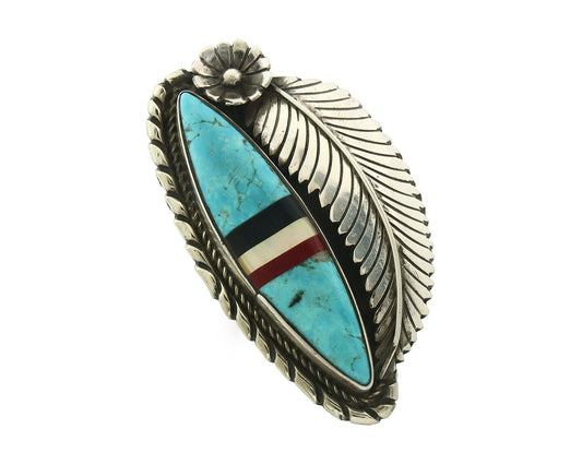 Vintage Navajo Ring 925 Sterling Silver Turquoise Handmade Size 8.75