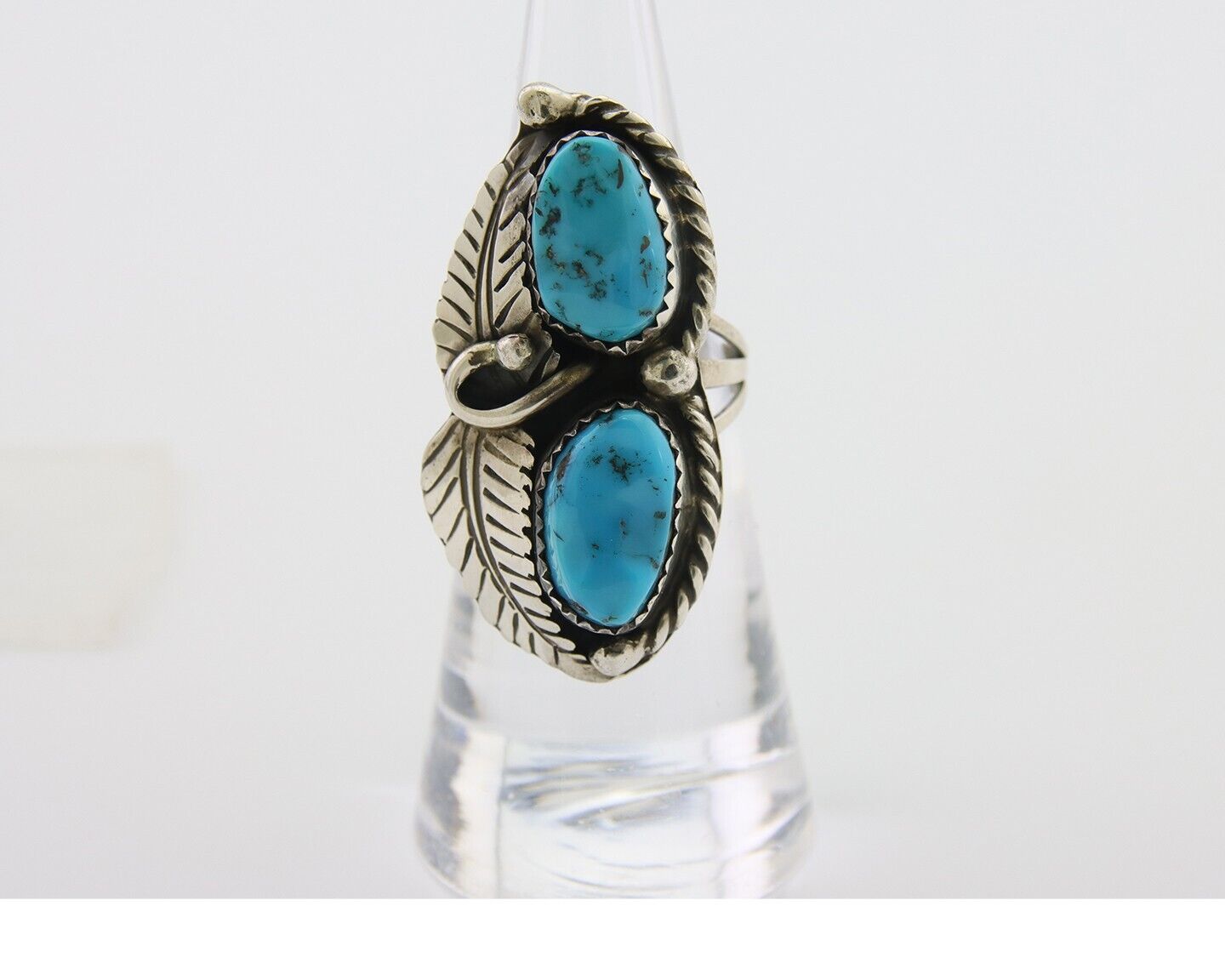 Navajo Ring 925 Silver Natural Turquoise Artist Signed Rob T Kelly C.80's