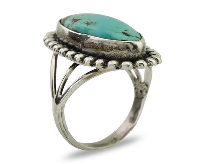 Navajo Shield Ring 925 Silver Arizona Turquoise Native Artist C.80's