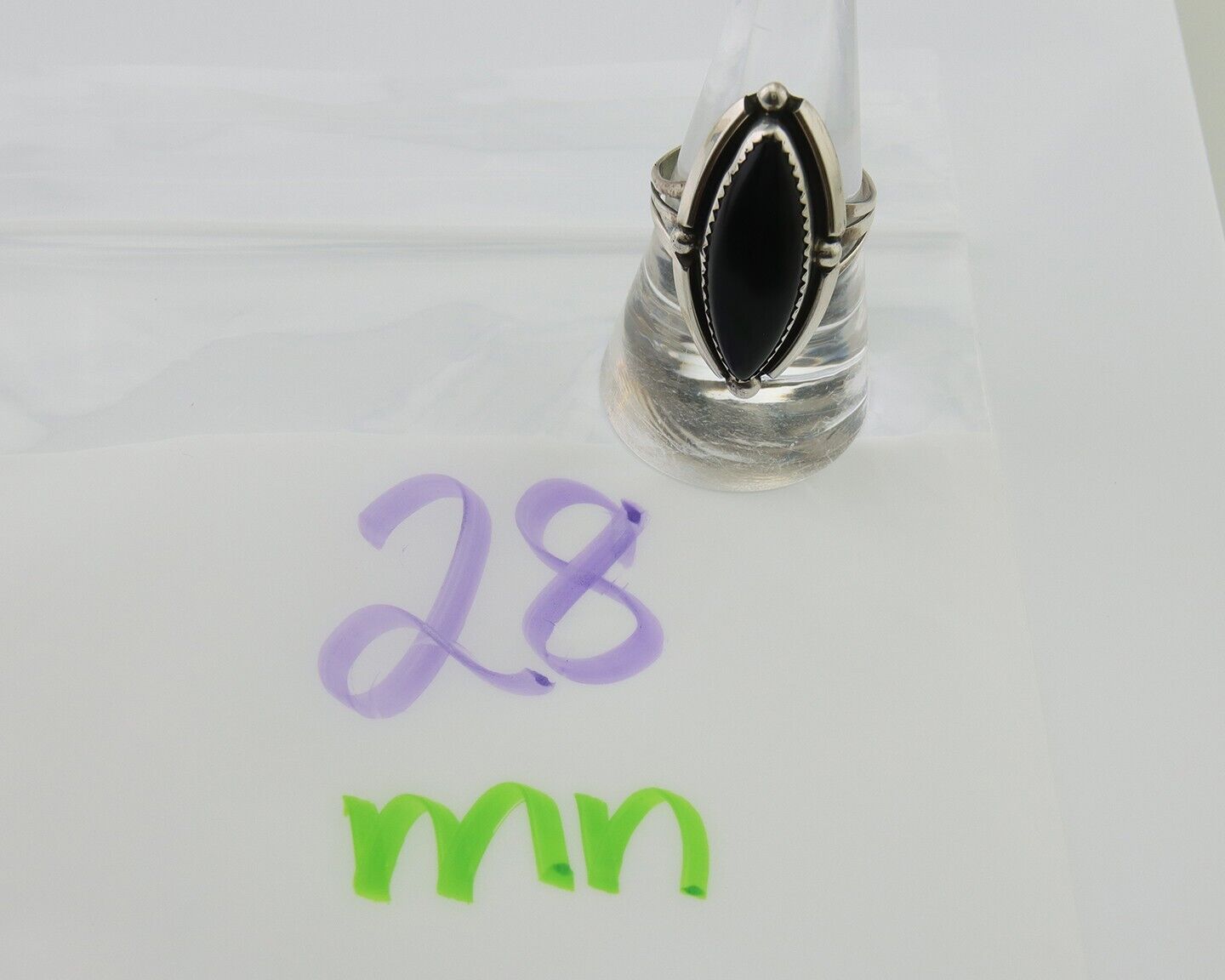 Navajo Handmade Ring 925 Silver Black Onyx Artist Signed SC C.80's